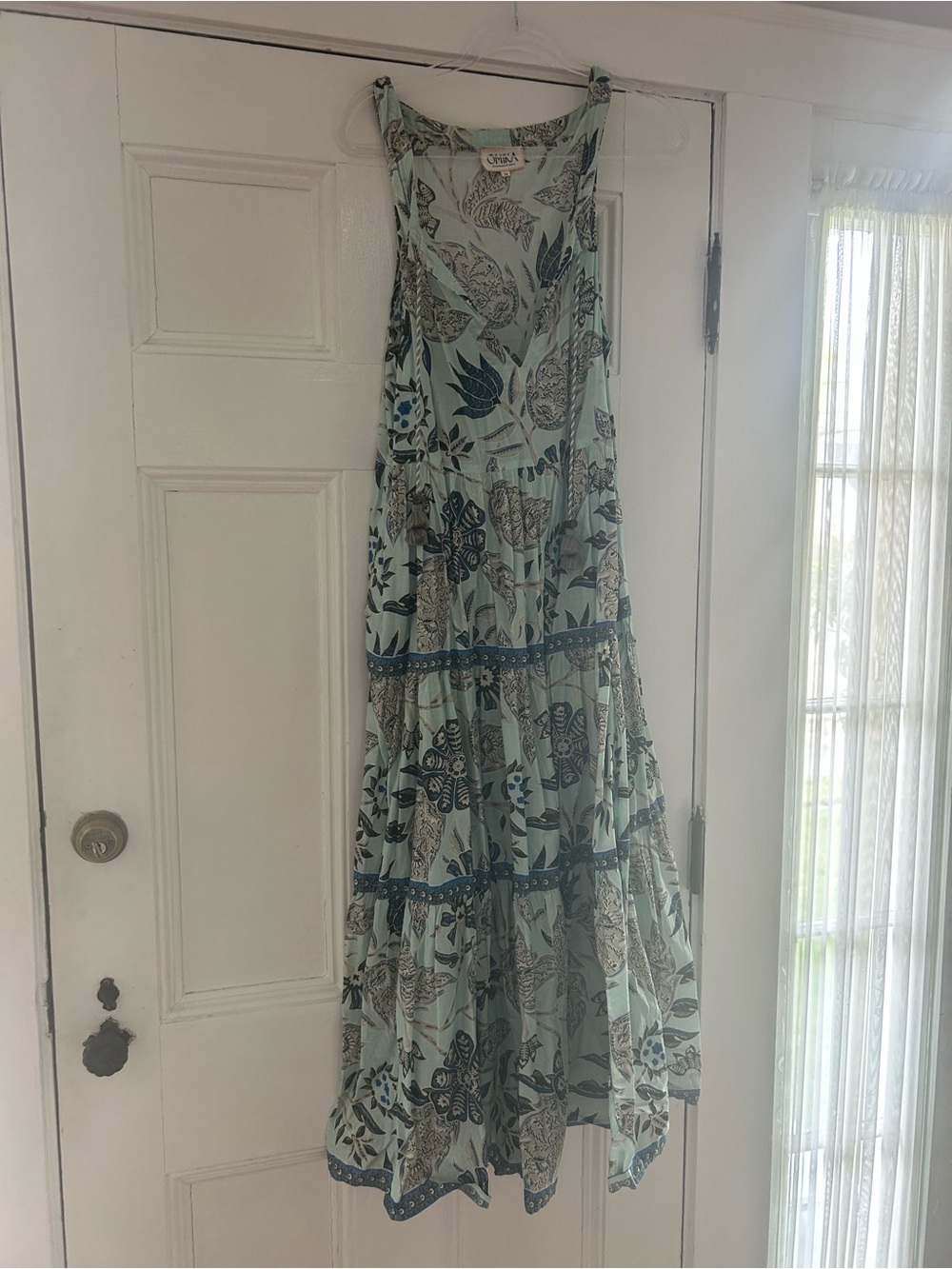 Boho Maxi Dress in Mint with Floral Print